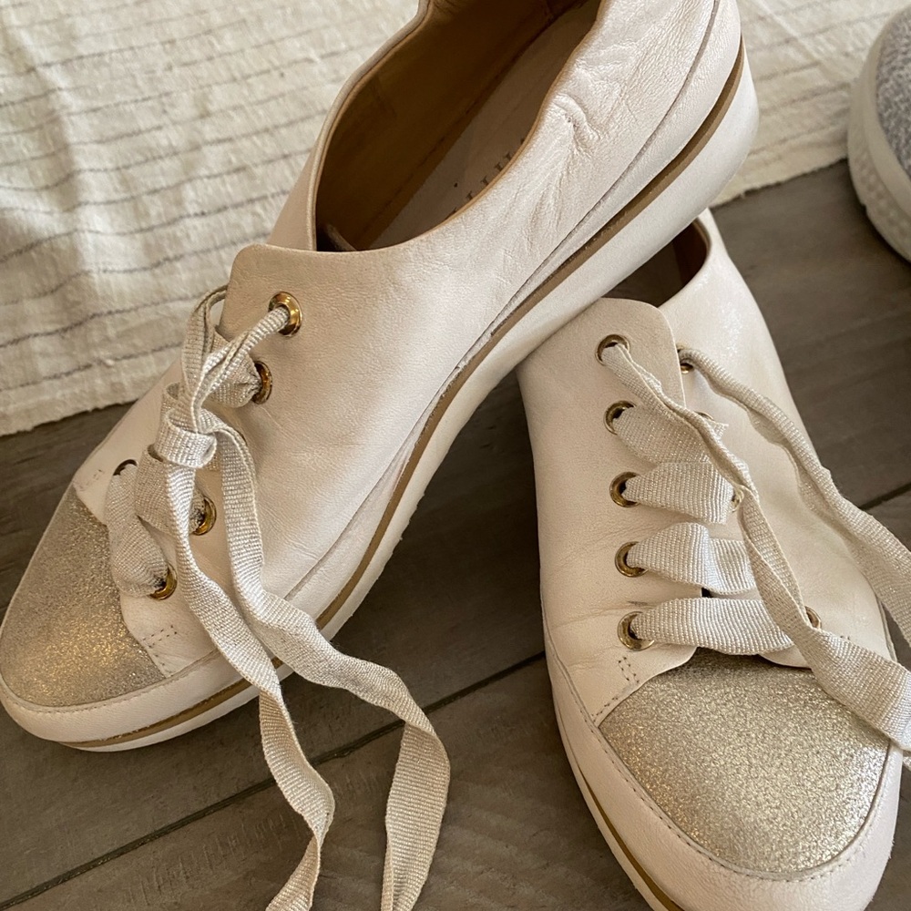 Ron White!! Chic White and Gold Women's Sneakers